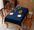 F-CHU Thickset 60x70-Inch Luxury Blue Tablecloth Velvet Tablecloth with Beautiful Gold Tassels Vintage Table Cloth