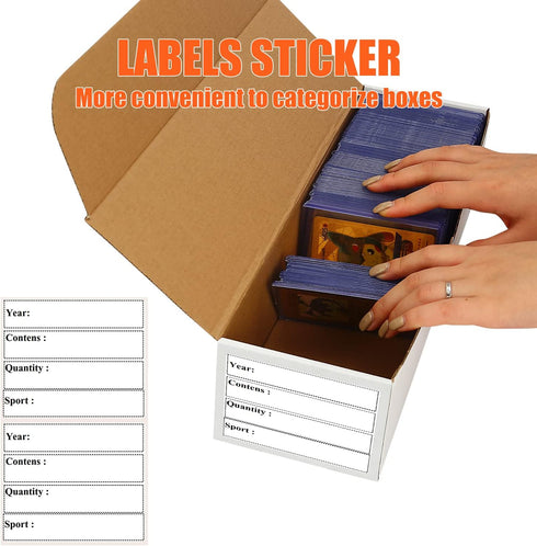 Card Storage Box, 8-Pack Trading Card Storage Box for 800 Standard Cards with Labels Sticker