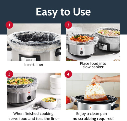 PanSaver Slow Cooker Liners, Disposable Liners for Instant Cleanup, Fits 3-8 Quarts, 8 Count