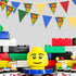 32Ft Building Block Party Decorations Red Blue Yellow Green Colorful Building Block Triangle Flag Pennant Bunting