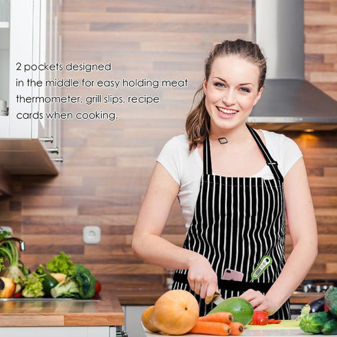 Syntus 2 Pack Adjustable Bib Apron - Waterdrop Resistant Kitchen Aprons with 2 Pockets for Men and Women Chef