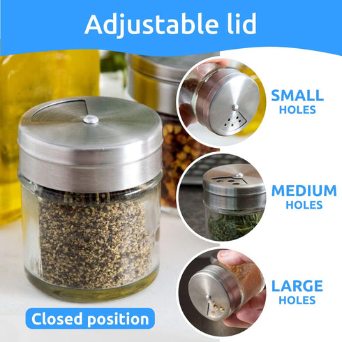 CUSINIUM 2-Pack 1.5oz Glass Spice Shaker with Adjustable Lid