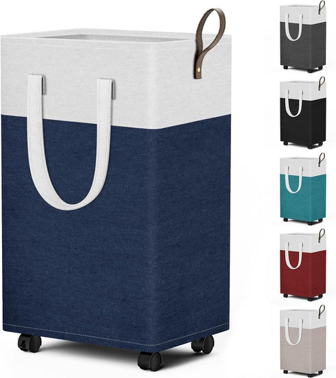 HomeHacks 75L Rolling Laundry Basket with Wheels, Collapsible & Waterproof Laundry Hamper,