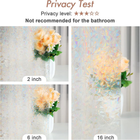 Haton Window Privacy Film, Stained Glass Rainbow Film, Static Cling Sun Blocking Stickers, 17.5" x 78.7"