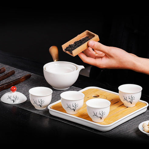 Set Set, Set 360 Set Set Set (4cups-Sakura) Japanese Tea Chinese Gongfu Tea Portable Teapot with Rotation Tea Maker