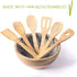 Huji Bamboo Wooden Spoons Set - Wooden Spatula Spoon for Cooking - Nonstick Kitchen Utensils