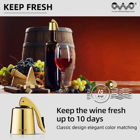 OWO Wine Bottle Stopper Wine Saver with Silicone Stainless Steel Decorative Wine Preserver Wine Toppers Stopper Reusable Wine Corks Keeps Wine Fresh