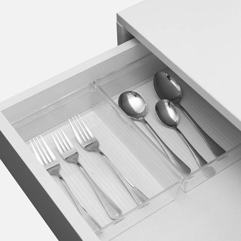 Backerysupply Clear Plastic Drawer Organizer Tray for Vanity Cabinet, 9"×6"×2", Set of 4 for Office Bathroom Makeup