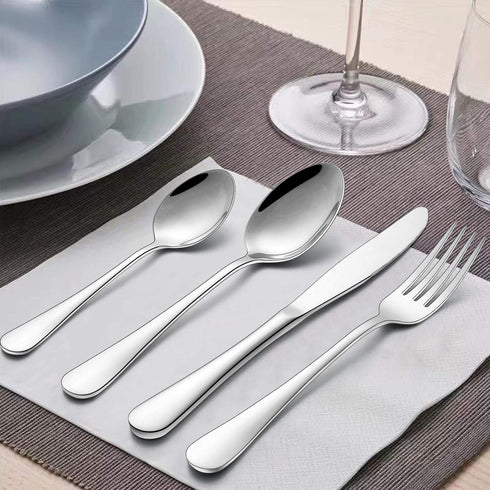 Wildone 30-Piece Silverware Flatware Cutlery Set, Stainless Steel Tableware Utensils Service for 6, Includes Dinner