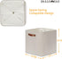 DULLEMELO Storage Bins, 4 Pack of 13x13x13 Decorative Cube Bins with Leather Handle (Beige)