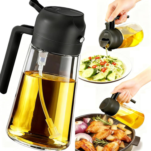 16oz/470ml Oil Sprayer for Cooking, 2 in 1 Oil Dispenser for Kitchen,