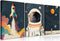 XLXARTQN 3Pcs Astronaut Wall art Nursery Space Adventure Posters Prints Rocketship Wall Decor
