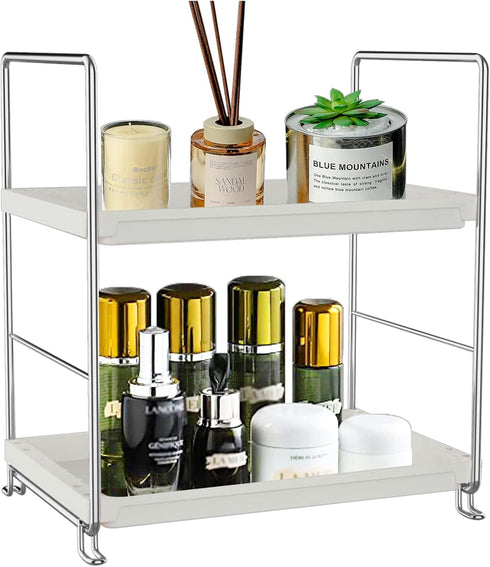 2-Tier Kitchen Spice Rack Standing Shelf-Bathroom Countertop Organizer-Vanity Tray Cosmetic & Makeup