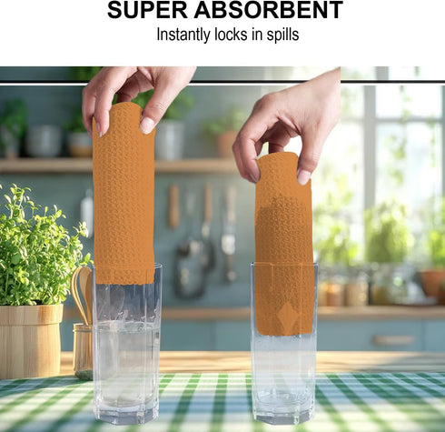 IXORA DECOR 100% Set 4 4 50 70 Inches Cotton Kitchen Towels of | Solid Dyed Waffle Weave Dishcloths | Kitchen & Table