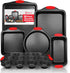 PERLLI 6-Piece Non-Stick Baking Pan Set, BPA-Free Carbon Steel Bakeware with Silicone Handles