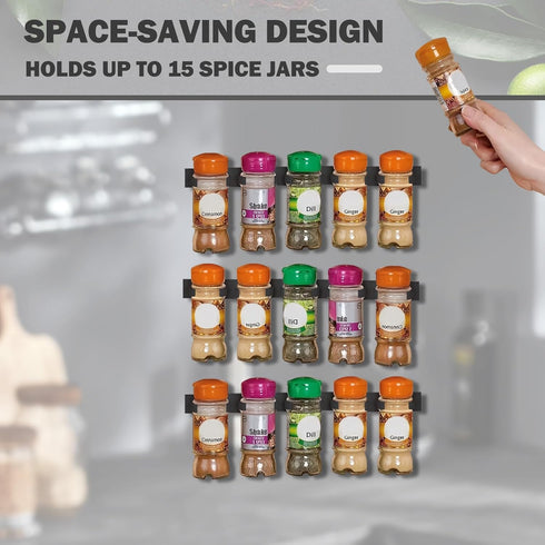 Generic 3-Pack, 15 Adhesive Spice Clips Heavy-Duty Spice Organizer for Cabinet Doors, Pantry & RV, Space-Saving Kitchen