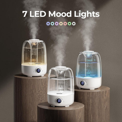 3.5L 40H Homvana Humidifiers for Bedroom Diffusers - Top Fill Cool Mist Humidifier Large Room, Runtime Diffusers