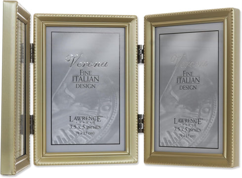 Lawrence Frames Bead Border Design, Satin Gold, 3.5x5 Triple