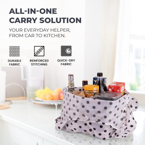 Zulay Kitchen 5 Pack Reusable Grocery Bags - Large Foldable Bags with Handles and Drawstring, Durable Machine Washable