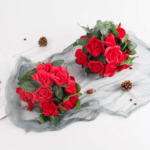 LESING 4PCS Artificial Rose Garlands, 28.8FT Fake Silk Flower Vines with Greenery Plants for Wedding Decoration
