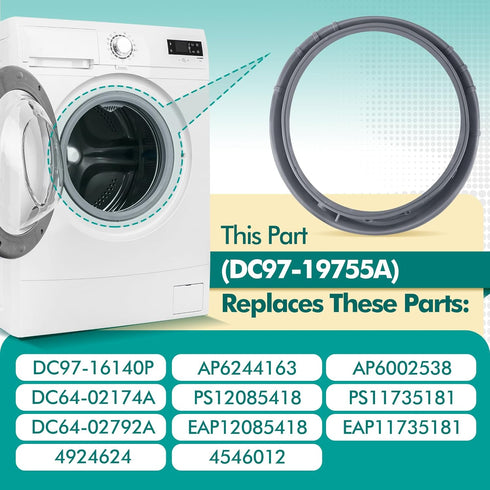 DC97-16140P DC97-19755A Washer Door Boot Seal Compatible with Samsung, Replacement Part DC64-02174A DC64-02792A