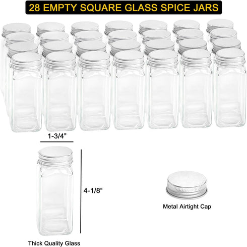 20 386 Set Countertop, 20 9.8" 10.8H, SpaceAid Spice Rack Organizer with Spice Jars, Spice Labels, Chalk Marker
