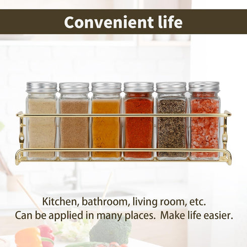 2 Pack Self Adhesive Wall Mounted Fridge Refrigerator Spice Racks,Metal Kitchen Seasoning Jar Organizer for Space