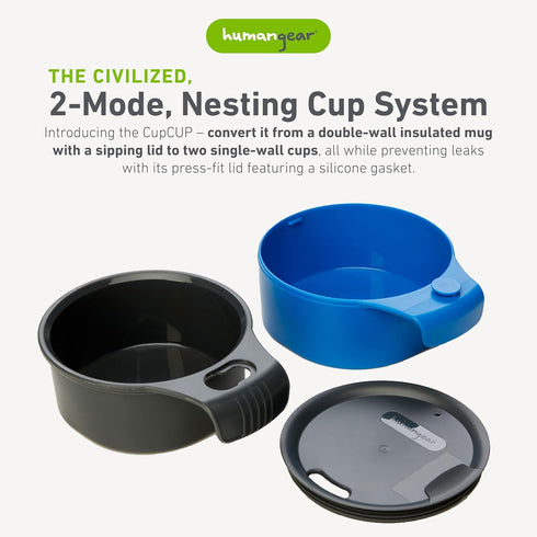 humangear cupCUP | Nesting Cup Mess Kit for Camping with Secure Lid - FDA Food Safe Material