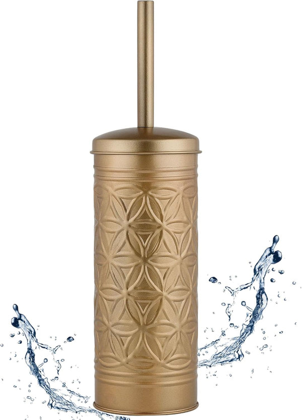 Autumn Alley Antique Gold Toilet Brush and Holder Set, Standing Toilet Brush