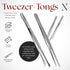 Namre' Tweezer Tongs for Cooking -Plating Tweezers - 2 Pack Stainless Steel Cooking Tongs - Thin Chopstick Tongs - Precise & Strong Chef Tweezers for Food & Small Objects - 12 Inch - (Silver)