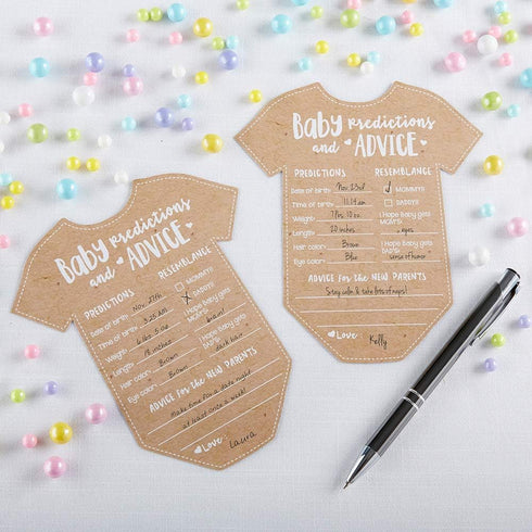 Kate Aspen Baby Predictions for Baby Shower Advice Cards - 50-Count Onesie Shaped Games for New Parents