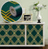 Green Rhombus Peel and Stick Wallpaper 17.7"× 9.8ft, Geometric Diamond Contact Paper for Furniture Renovation Home Decor
