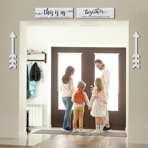 Jetec 4 Pcs Wooden Arrow Wall Decor, Rustic Family Signs for Home Wall Decor, 15 x 4 x 0.2 Inch (White)