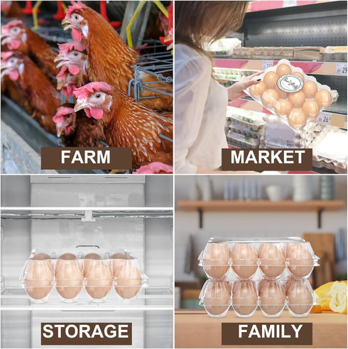 Zhanmai 120 12 Count Pcs Easter Plastic Egg Cartons Bulk Clear Reusable Large Egg Tray Container Holder with Sticker