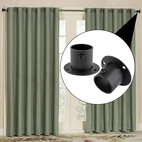 Set of 4 Heavy Duty 1-1/4 Inch Stainless Steel Closet Rod End Supports with Screws, Closet Pole Sockets (Black)