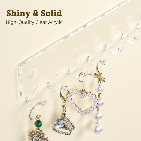 Acrylic Necklace Holder 2 Pack, Wall Mounted Jewelry Organizer with 12 Hooks for Necklaces, Bracelets, Rings