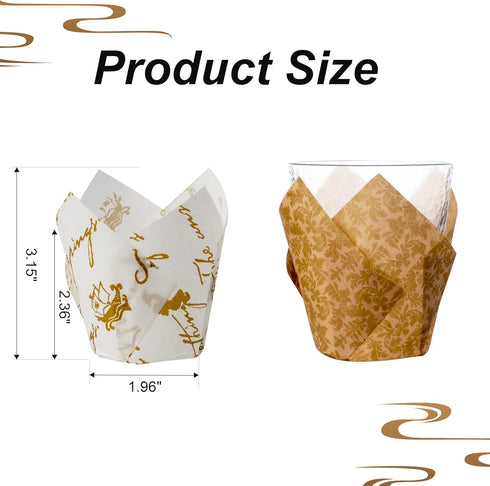 200Pcs Tulip Cupcake Liners for Baking Cups with Three Fancy Designs, Premium Cupcake Wrappers for Weddings and Parties