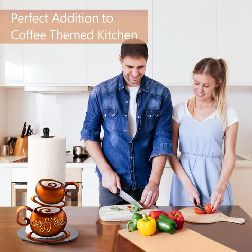 Countertop 3D Standing Paper Towel Roll Holder for Coffee Lovers Women Men, Farmhouse Kitchen Decor and Accessories
