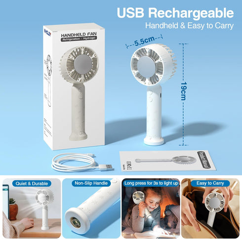 Handheld Cooling Fan, Portable Mini Fan with Cold Compress Function for Travel and Makeup