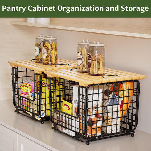 Counter Wire Storage Basket for Kitchen Pantry: GGIU Stackable Kitchen Organizers - Wire Organizing Bin for Produce