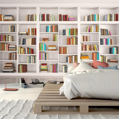 FENDROM White Bookshelf Bookcase Tapestry Home Office Video Conference Study Room Tapestries Wall