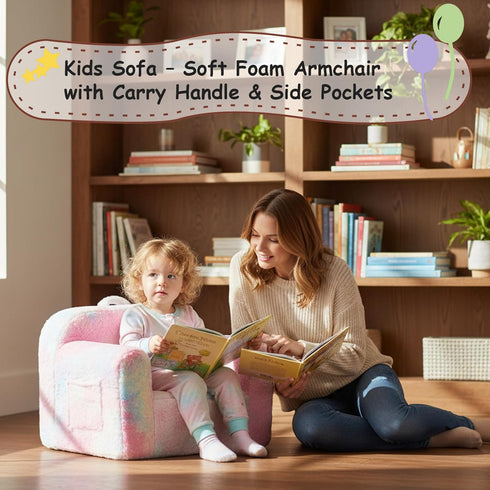 Tiita Kids Sofa, Childrens Couch with Carry Handle, Portable Toddler Foam Sofa Couch, Lightweight Kids Chair
