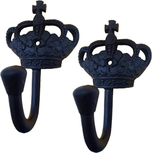 (1) 4.25" Imperial Crown Coat Hook - BB-249 - Black Wrought Iron Finish for Coats, Bags, Hand Towels, etc.