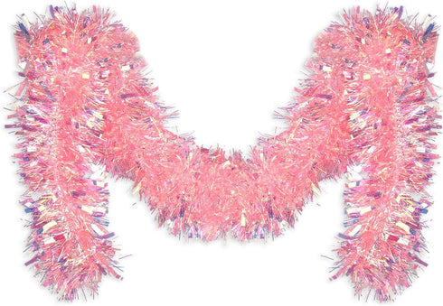 Pink Tinsel Garland 17 Feet for Christmas Tree Decorations, Wedding, Birthday Party Supplies