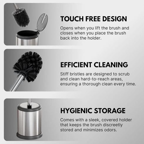 Set (2 Pack) ToiletTree Products Toilet Brush with Lid - Sleek Toilet Bowl Brush and Holder - Toilet Scrubber Brush