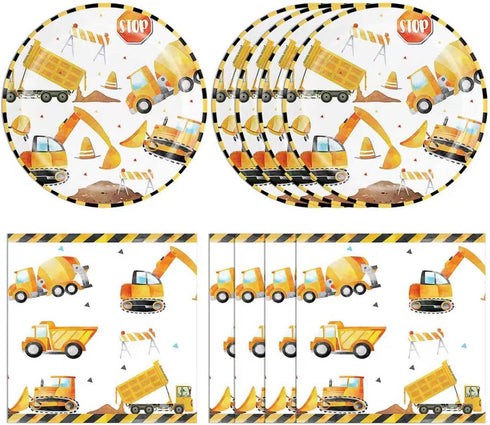 Funnio lucu Construction Party Decorations,40Pcs Construction Birthday Party Supplies Including Disposable Construction Plates and