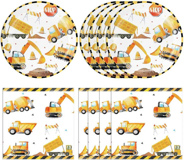 Funnio lucu Construction Party Decorations,40Pcs Construction Birthday Party Supplies Including Disposable Construction Plates and
