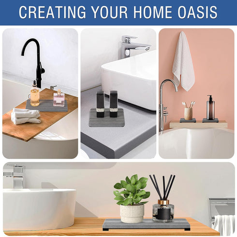 Lyxel 3PCS Countertop Counter Trays,8 4inch 4 4inch Water Absorbing Stone Tray, DryingNeat Diatomite Stone Sink Tray