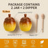 2 Pack 12 Oz Hiceeden Ceramic Honey Pot with Dipper and Lid, Yellow Honey Jar Bee Embossed Honey Storage Container