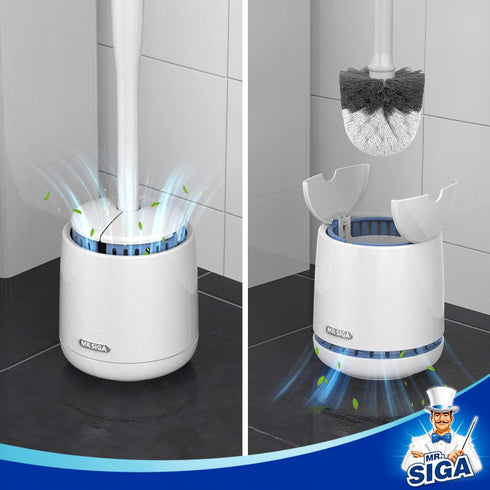MR.SIGA Toilet Bowl Brush and Holder, 1 Pack - Premium Quality with Solid Handle and Durable Bristles